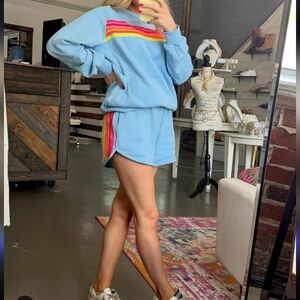 The Cozy Crew Set Sweater+Shorts  Blue Small,Med,Large NWT$120